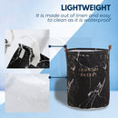 GOMINIMO Laundry Basket Round Foldable White Black Marble - NuSea