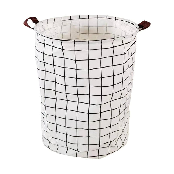 GOMINIMO Laundry Basket Round Foldable (White Square) - NuSea