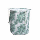 GOMINIMO Laundry Basket Round Foldable with Cover (Green Leaves) - NuSea