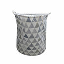GOMINIMO Laundry Basket Round Foldable with Cover (Grey Triangle) - NuSea