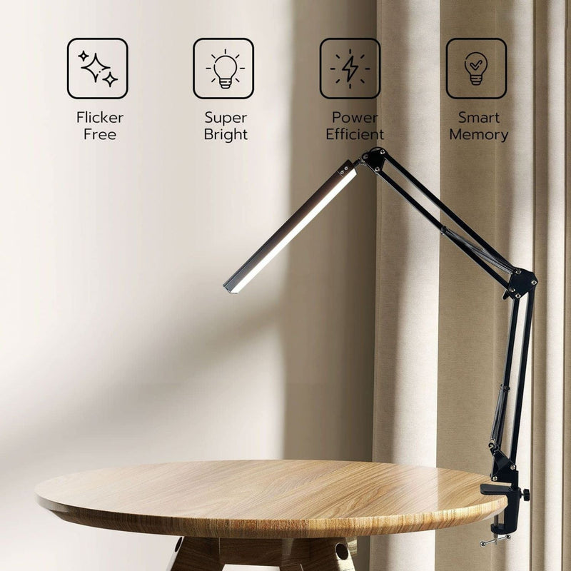 GOMINIMO LED Swing Arm Desk Lamp with Clamp (Black) - NuSea
