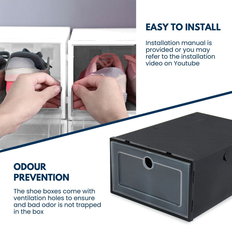 GOMINIMO Plastic Shoe Box 12 PCS Black - NuSea
