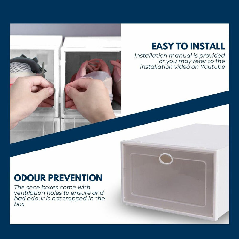 GOMINIMO Plastic Shoe Box 12pcs (White) - NuSea