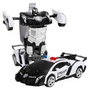 GOMINIMO Transform Car Robot Police Car with Remote Control (White Black) - NuSea