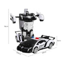 GOMINIMO Transform Car Robot Police Car with Remote Control (White Black) - NuSea