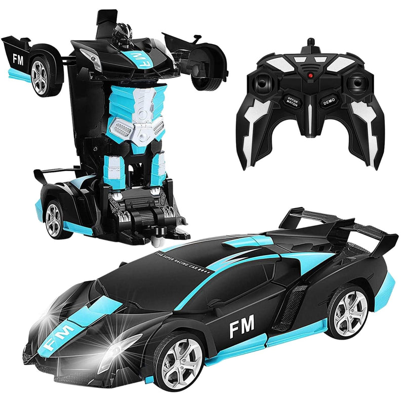 GOMINIMO Transform Car Robot Sport Car with Remote Control (Black Cyan) - NuSea