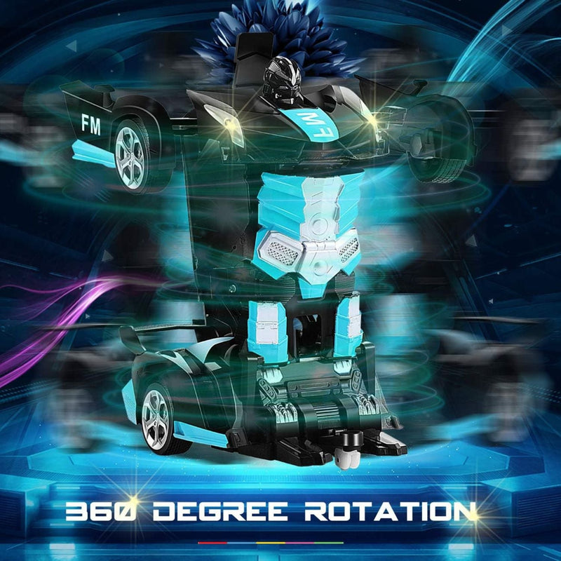 GOMINIMO Transform Car Robot Sport Car with Remote Control (Black Cyan) - NuSea