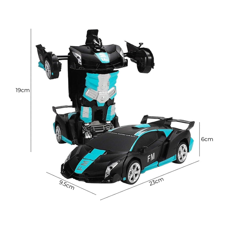 GOMINIMO Transform Car Robot Sport Car with Remote Control (Black Cyan) - NuSea
