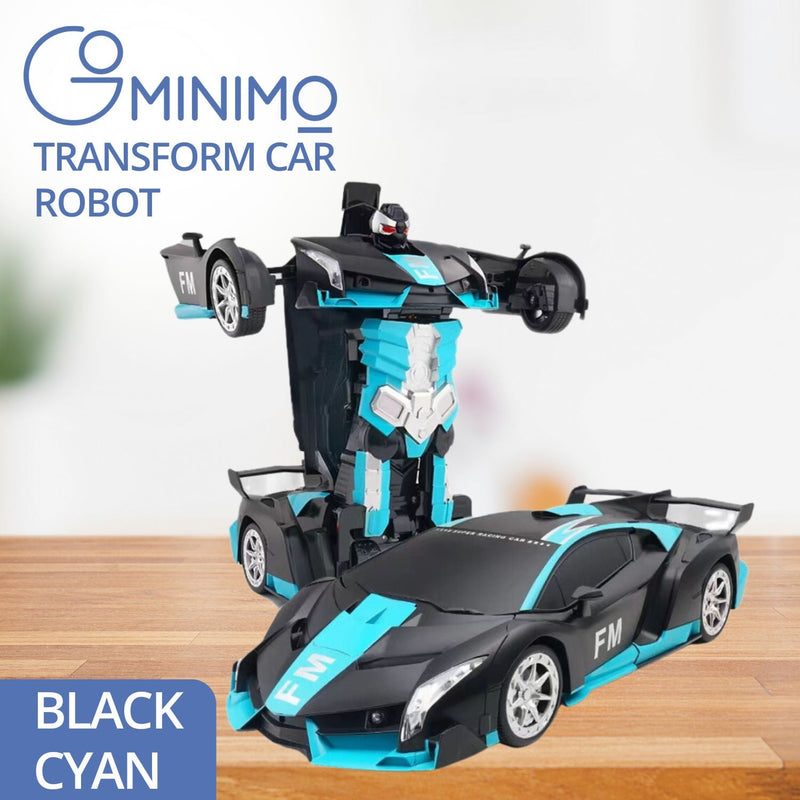 GOMINIMO Transform Car Robot Sport Car with Remote Control (Black Cyan) - NuSea