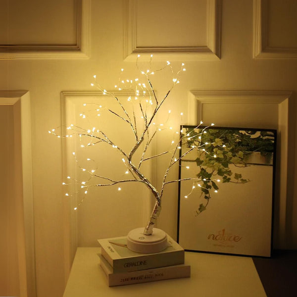 GOMINIMO Wood Desk Lamp - Bonsai Fairy Tree Lights Warm White - NuSea