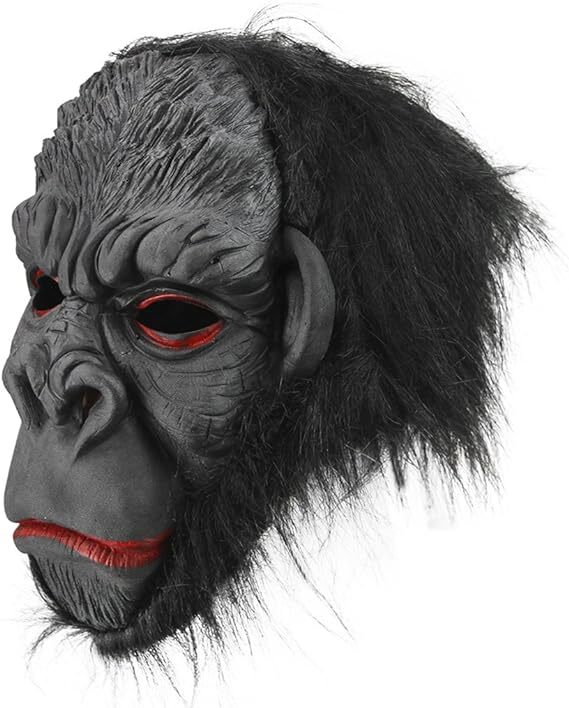 Gorilla Mask Monkey Costume Halloween Animal Ape Chimp with Hair Accessory Latex - NuSea