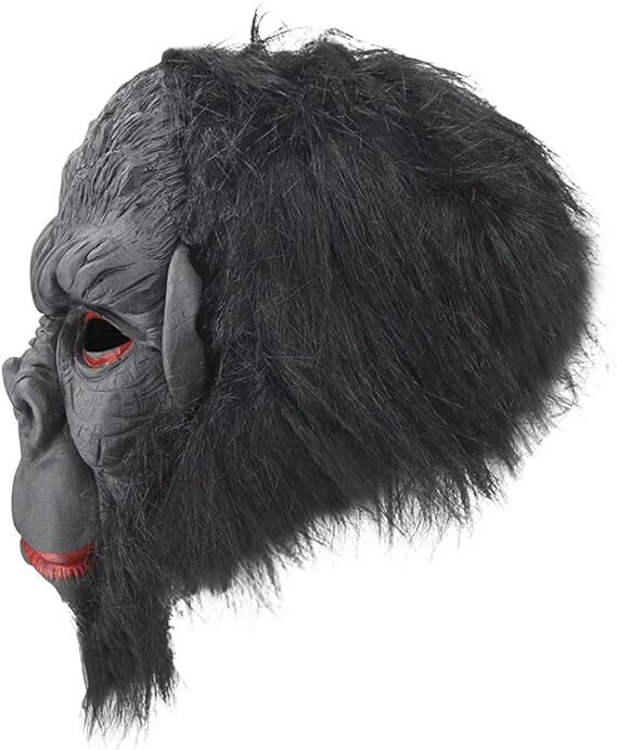 Gorilla Mask Monkey Costume Halloween Animal Ape Chimp with Hair Accessory Latex - NuSea