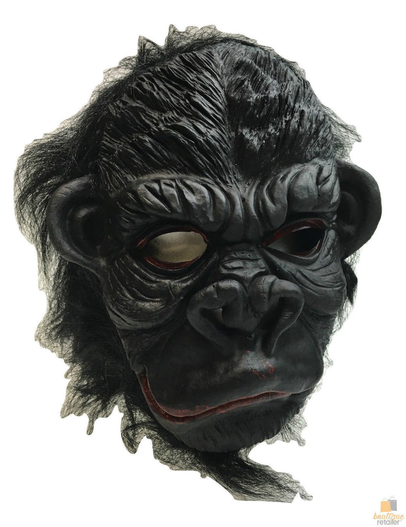 Gorilla Mask Monkey Costume Halloween Animal Ape Chimp with Hair Accessory Latex - NuSea