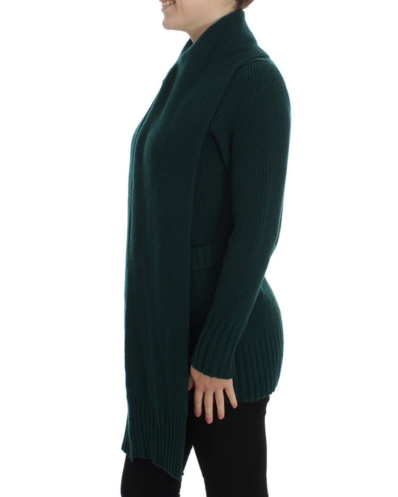 Green Cashmere Long Cardigan Sweater with Logo Details 36 IT Women - NuSea
