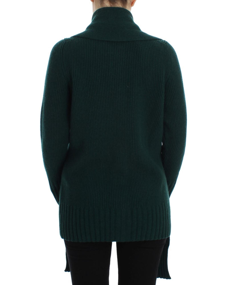 Green Cashmere Long Cardigan Sweater with Logo Details 44 IT Women - NuSea