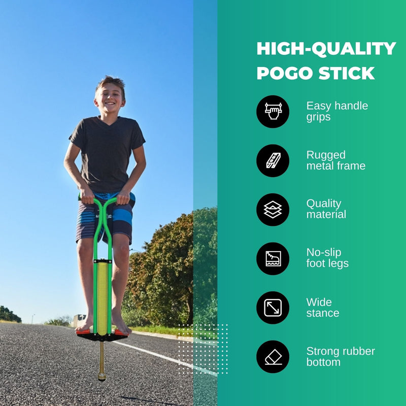 Green Pogo Stick Kids - Childrens Jumping Jackhammer Exercise Hopper Toy - NuSea