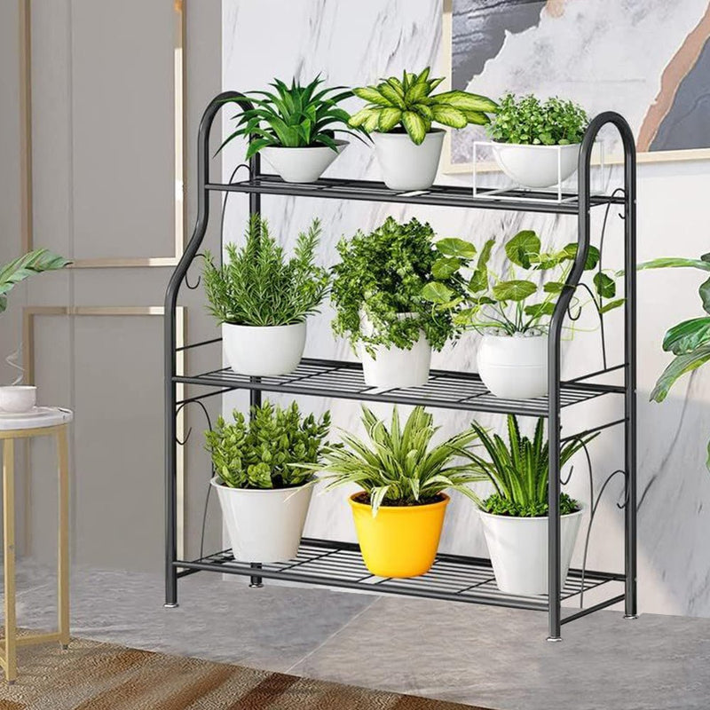 GREENHAVEN 3 Tier Metal Plant Stand - Sturdy Display Rack for Indoor and Outdoor Use - NuSea