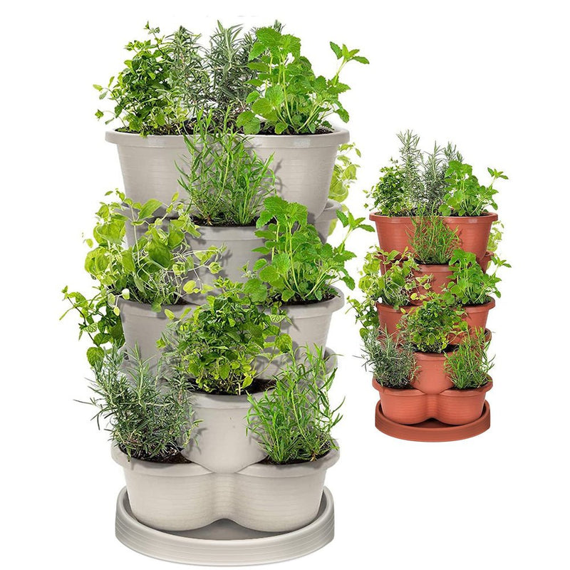 GREENHAVEN 5 - Tier Stackable Vertical Garden Planter Pots - Space - Saving Planting Solution - NuSea