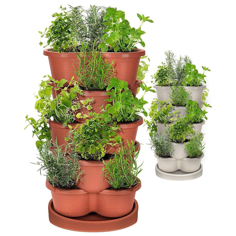 GREENHAVEN 5 - Tier Stackable Vertical Garden Planter Pots - Space - Saving Planting Solution - NuSea