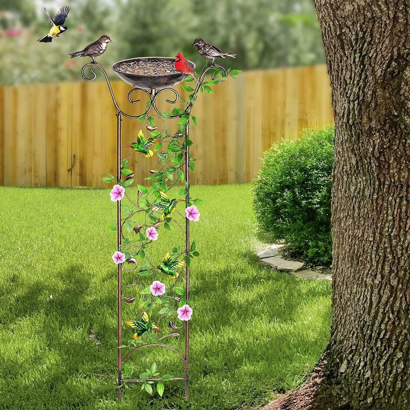 GREENHAVEN Bird Bath with Trellis for Climbing Plants - NuSea
