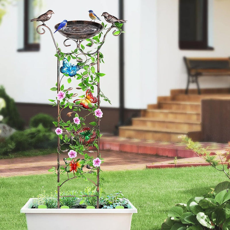 GREENHAVEN Bird Bath with Trellis for Climbing Plants - NuSea