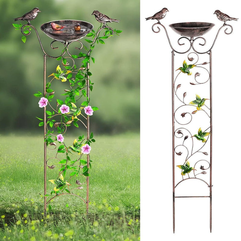 GREENHAVEN Bird Bath with Trellis for Climbing Plants - NuSea