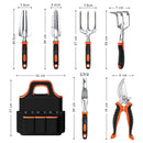 GreenHaven Garden Tool Set - 8 Piece Stainless Steel Set with Carrying Tote - NuSea