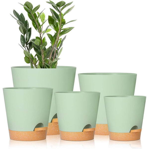 GREENHAVEN Self Watering Planters with Drainage Hole - Set of 5 - NuSea