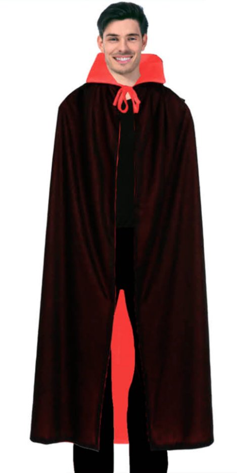 Halloween Mens Fancy Cape Red Black Long Cloak Coat Witch Ghost Vampire Costume - NuSea