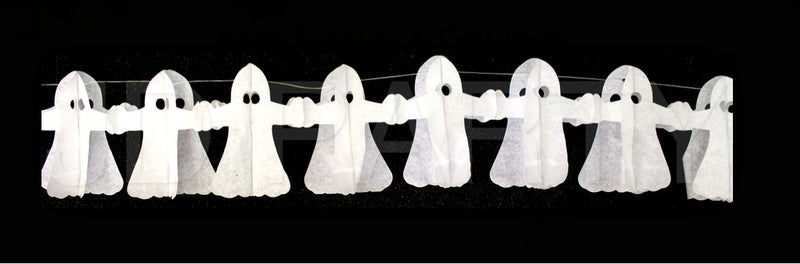 HALLOWEEN PAPER GARLAND Ghost Horror Decoration 1.8m Party Props Decor White - NuSea