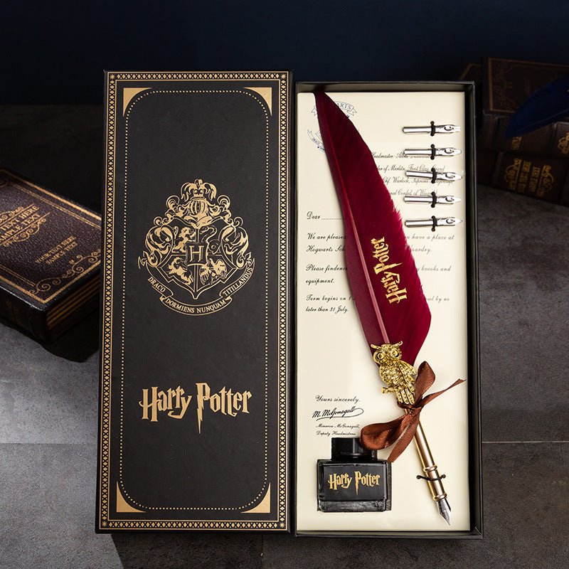 Harry Potter Vintage Feather Dip Pen Writing Set with ink Calligraphy Quill Pen Gifts - NuSea