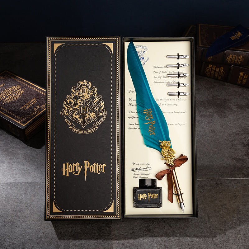 Harry Potter Vintage Feather Dip Pen Writing Set with ink Calligraphy Quill Pen Gifts - NuSea