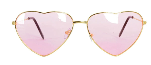 Heart Sun Glasses Metal Frame Party Costume Love Sunnies - Light Pink - NuSea