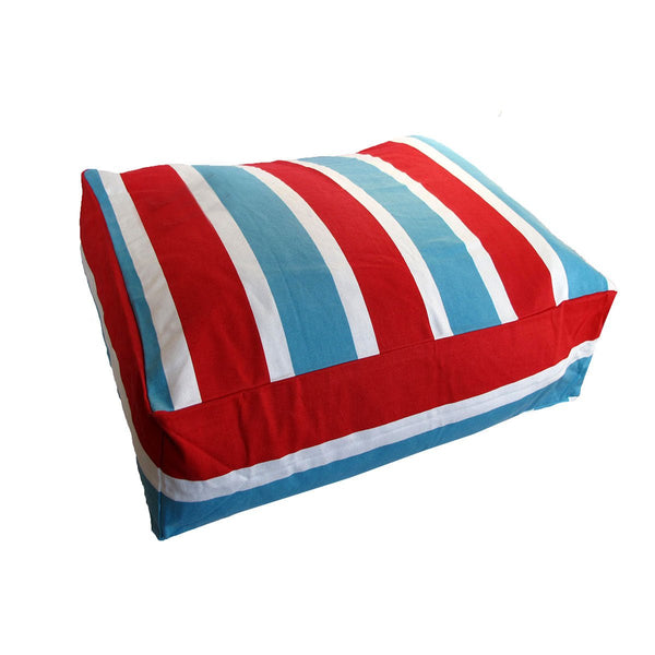 Heavy Duty Pure Cotton Pet Dog Bed Cover Medium Blue Red Stripes - NuSea