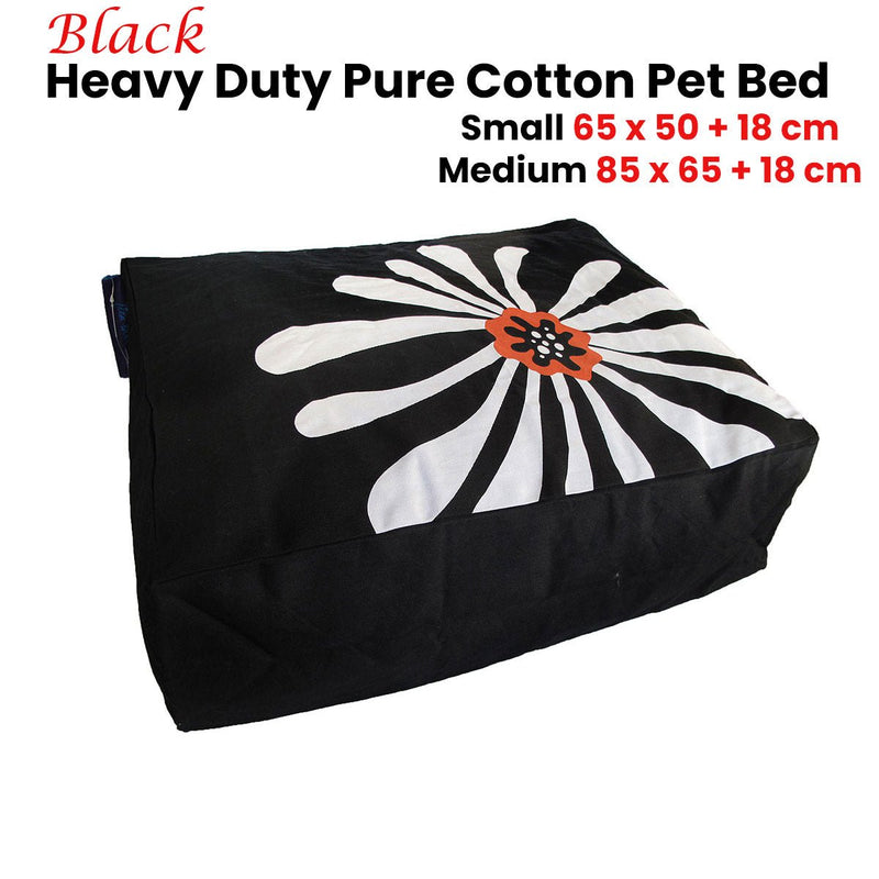 Heavy Duty Pure Cotton Pet Dog Bed Cover Small Black - NuSea