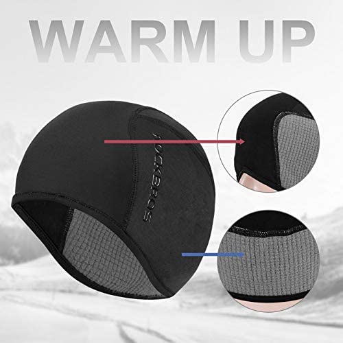 Helmet Fleece Inner Liner Cycling Skull Cap Winter Thermal MTB Mountain Cycling Cap for Men Women Headwear for Running Skiing & Winter Sports BLACK Rockbros - NuSea