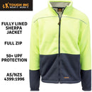 HI VIS Polar Fleece Sherpa Jacket Full Zip Thick Lined Winter Safety Jumper - Yellow - XXL - NuSea