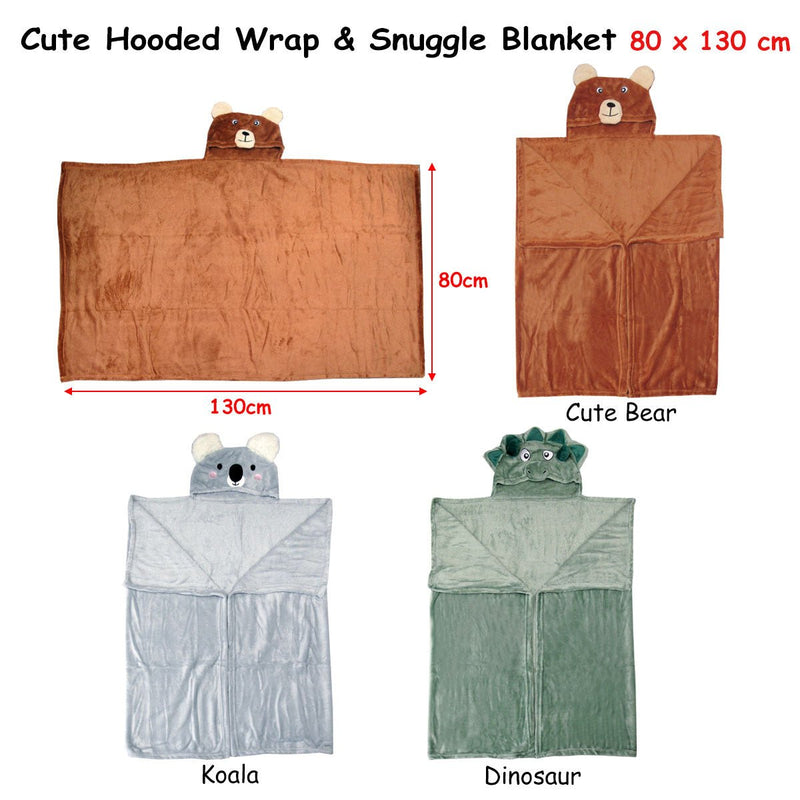 Hooded Wrap & Snuggle Animal Blanket Throw Rug Dinosaur - NuSea