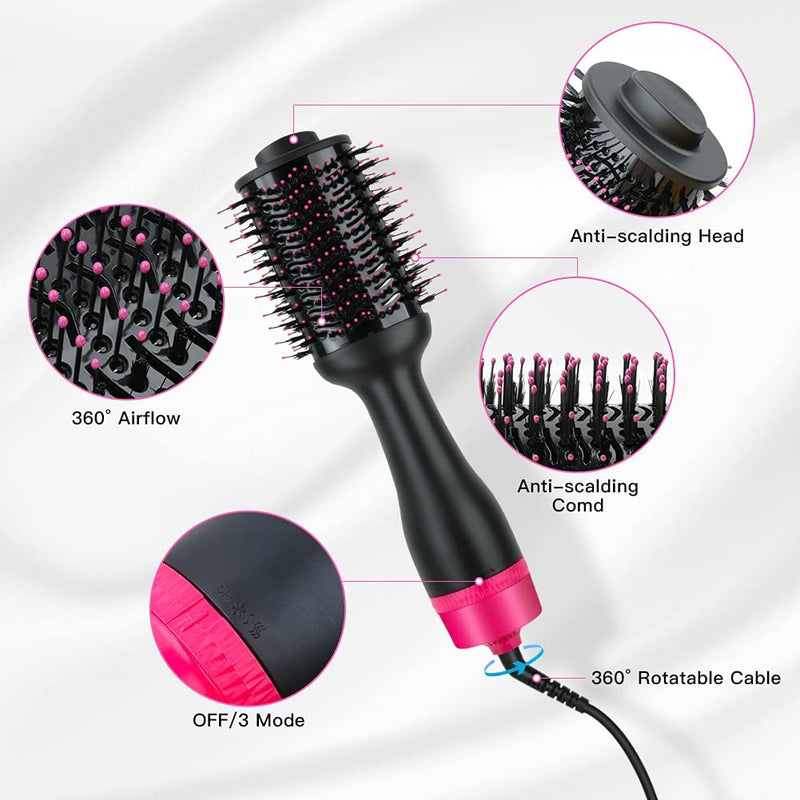 Hot Air One - Step Hair Dryer Negative Ion Anti - Frizz Blowout for Drying,Straightening, Curling and Volumizer (AU Plug) - NuSea