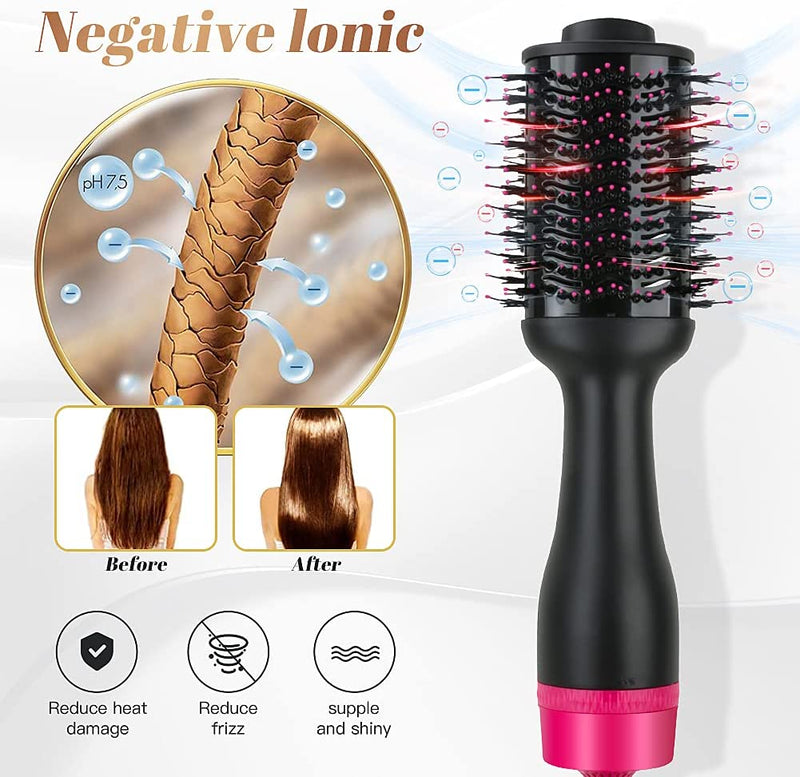 Hot Air One - Step Hair Dryer Negative Ion Anti - Frizz Blowout for Drying,Straightening, Curling and Volumizer (AU Plug) - NuSea