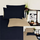 Hotel Living Reversible 100% Cotton JERSEY Quilt Cover Set Black / Latte - QUEEN - NuSea