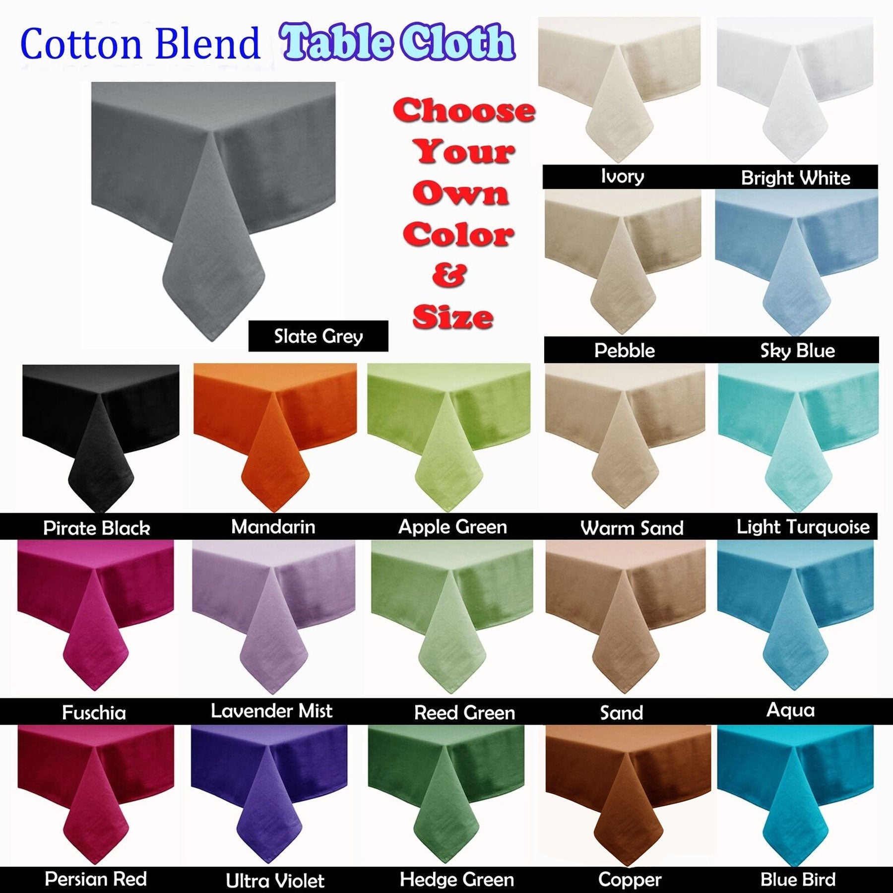Hoydu Cotton Blend Table Cloth 180cm Round - BRIGHT WHITE - NuSea