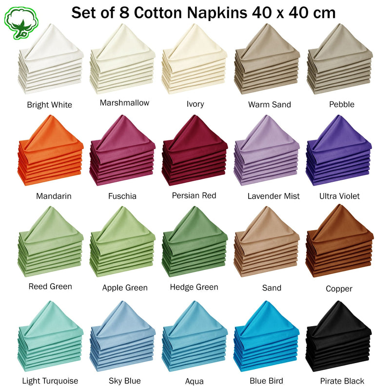 Hoydu Set of 8 Cotton Napkins Aqua - NuSea