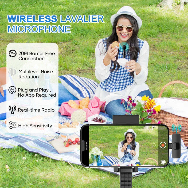 Hridz K9 Wireless Rechargeable 1 in 1 Microphone For Lightning Port Devices Recording Interview - NuSea