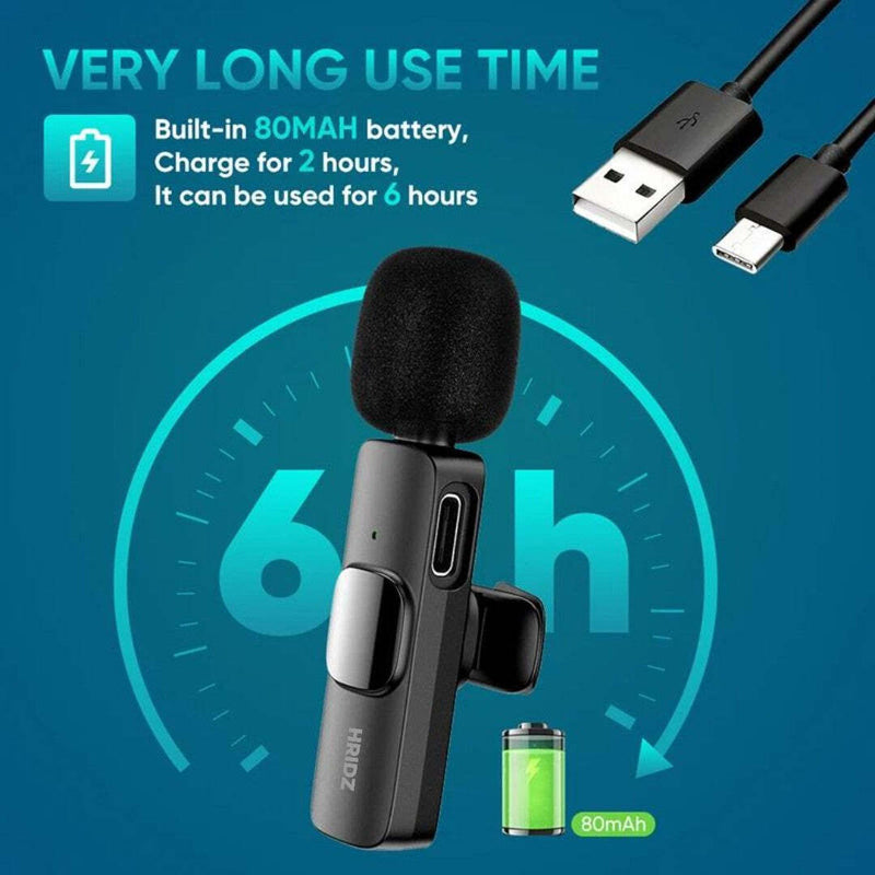 Hridz K9 Wireless Rechargeable 1 in 1 Microphone For Lightning Port Devices Recording Interview - NuSea