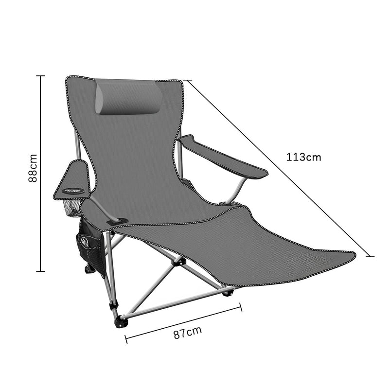 HYPERANGER Camping Chair with Foot Rest | Adjustable Sit and Lie Folding Chair for Ultimate Comfort - NuSea
