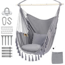 HYPERANGER Hammock Chair Hanging Rope Swing with 2 Cushions - Grey - NuSea