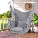 HYPERANGER Hammock Chair Hanging Rope Swing with 2 Cushions - Grey - NuSea