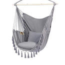 HYPERANGER Hammock Chair Hanging Rope Swing with 2 Cushions - Grey - NuSea