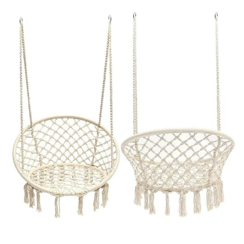 HYPERANGER Macrame Swing Chair Hanging Cotton Rope Hammock Chair - NuSea